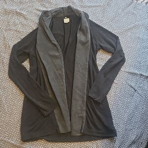 Ecru Charcoal Open Front Cardigan Size Small